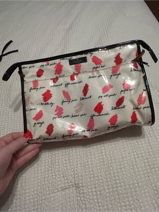kate spade Handbags - kate spade Red & Pink Brushstroke Cosmetic Pouch with Black Trim
